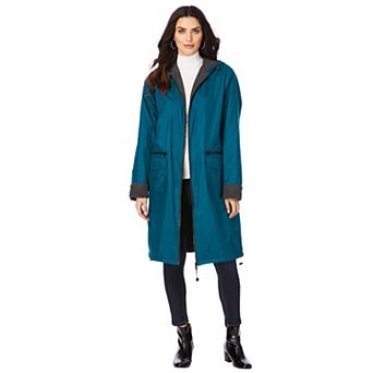 Roaman's Women's Plus Size Plus Size Knee Length Hooded Nylon Jacket