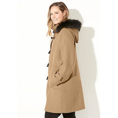 Catherines Women's Plus Size Wool Blend Toggle Peacoat