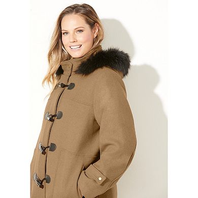 Catherines Women's Plus Size Wool Blend Toggle Peacoat