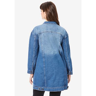 Roaman's Women's Plus Size Plus Size Long Denim Jacket