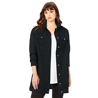 Roaman's Women's Plus Size Plus Size Long Denim Jacket