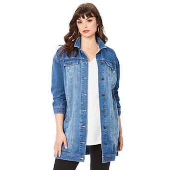 Roaman's Women's Plus Size Plus Size Long Denim Jacket