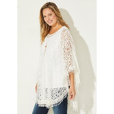 Catherines Women's Plus Size Anywear Stretch Lace Poncho