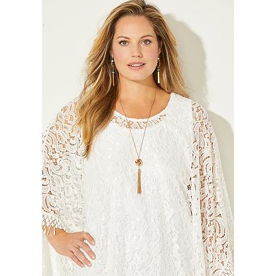Catherines Women's Plus Size Anywear Stretch Lace Poncho