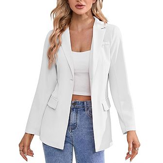 Blazer For Women Long Sleeve Open Front Casual Single Breasted Office Blazer With Pockets