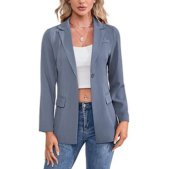 Blazer For Women Long Sleeve Open Front Casual Single Breasted Office Blazer With Pockets