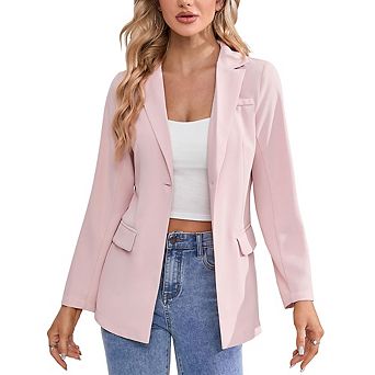 Blazer For Women Long Sleeve Open Front Casual Single Breasted Office Blazer With Pockets