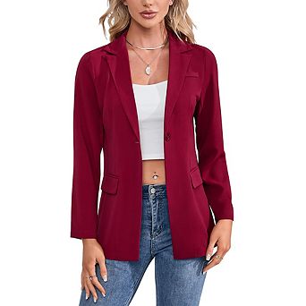 Blazer For Women Long Sleeve Open Front Casual Single Breasted Office Blazer With Pockets