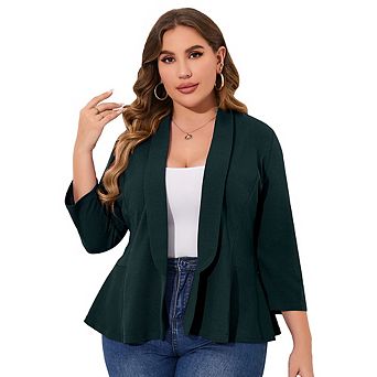 Women Plus Size Casual Blazer Open Front Long Sleeve Work Office Cardigan Jackets