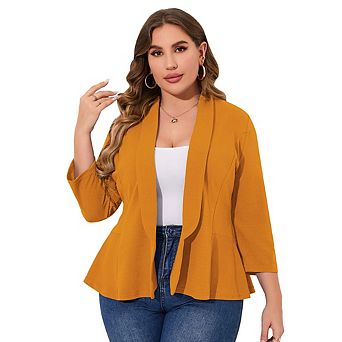 Women Plus Size Casual Blazer Open Front Long Sleeve Work Office Cardigan Jackets