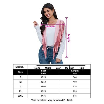 Edhomenn Women's Tassel Vest 70s Hippie Faux Suede Fringe Jacket