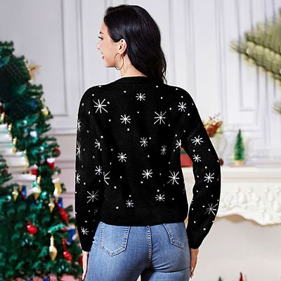 Women s Ugly Christmas Sweater Long Sleeve Open Front Knitted Cardigan Holiday Sweaters Cute