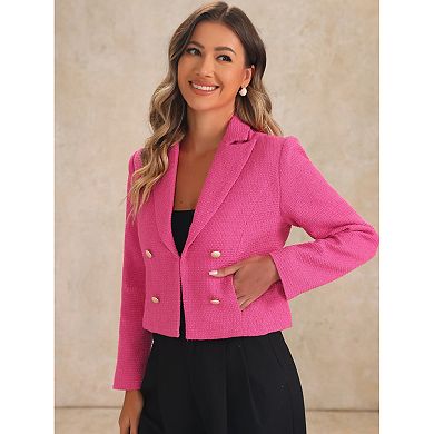 Notch Lapel Jacket For Women's Buttons Office Long Sleeve Casual Blazer Jackets