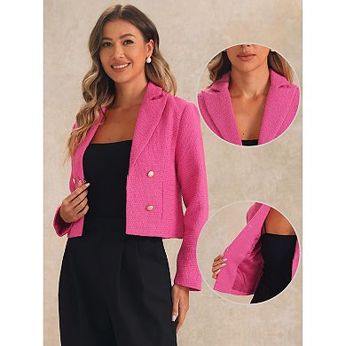 Notch Lapel Jacket For Women's Buttons Office Long Sleeve Casual Blazer Jackets
