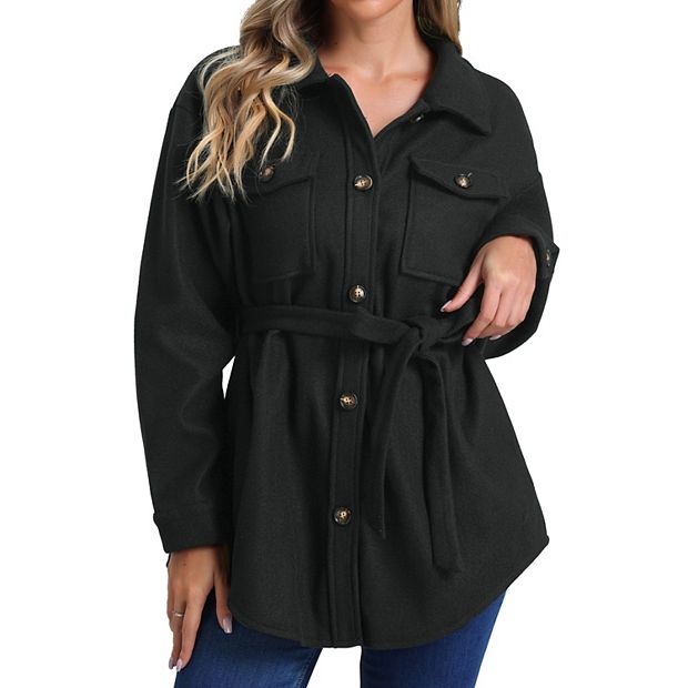 Casual Trench Jacket For Women's Fashion Winter Button Down Peacoat Belted  Outwear Coats