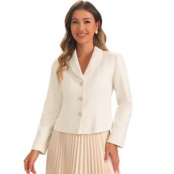 Tweed Blazers For Women's Lapel Collar Long Sleeves Blazer Jackets