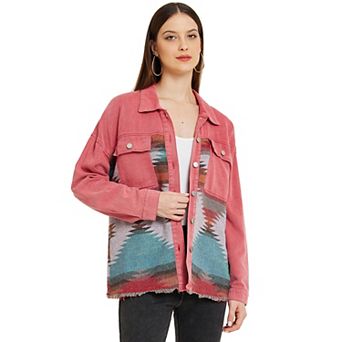 Women's Denim Jacket Lapel Long Sleeve Vintage Shacket