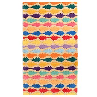 Handtufted Multicolored Leaf Design 100% Wool Area Rug