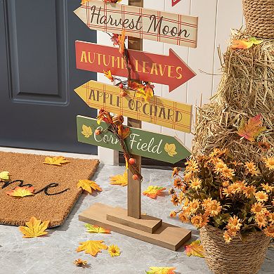 Glitzhome 42.5"H Wooden Pumpkin Patch Porch Sign, Porch Sign Standing Decor for Fall Harvest