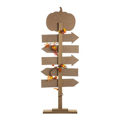 Glitzhome 42.5"H Wooden Pumpkin Patch Porch Sign, Porch Sign Standing Decor for Fall Harvest
