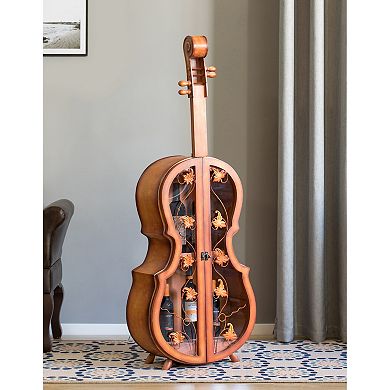Tall Violin Shaped Cabinet With 2 Shelf and Acrylic Clear Double Door