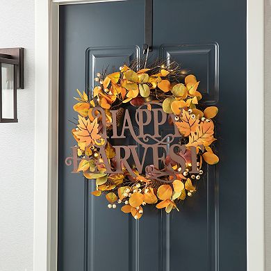 Glitzhome Metal Happy Fall Harvest Wall Sign Decor, 23.75×11.5 Inch