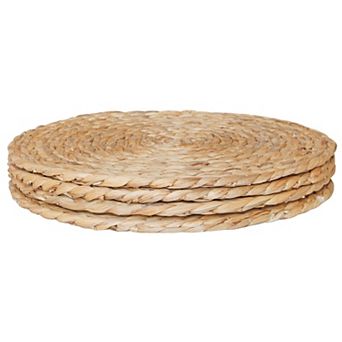 Set of 4 Decorative Round Natural Woven Handmade Water Hyacinth Placemats