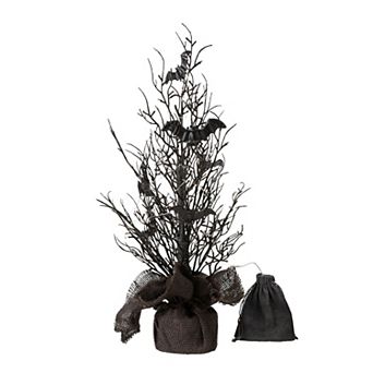 Glitzhome Halloween Tree Centerpiece, Lighted Artificial Table Tree with Spooky Bats, 20'H