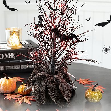 Glitzhome Halloween Tree Centerpiece, Lighted Artificial Table Tree with Spooky Bats, 20'H