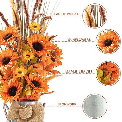 Glitzhome 39.75''h Fall Artificial Sunflower Potted Porch Tree For Fall Harvest Home Decor