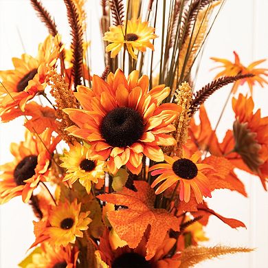 Glitzhome 39.75''h Fall Artificial Sunflower Potted Porch Tree For Fall Harvest Home Decor