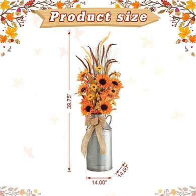 Glitzhome 39.75''h Fall Artificial Sunflower Potted Porch Tree For Fall Harvest Home Decor