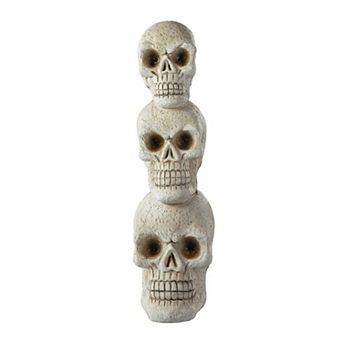 Glitzhome 25.50"H MGO Skull Porch Decor, Lighted Halloween Porch Sign with Timer