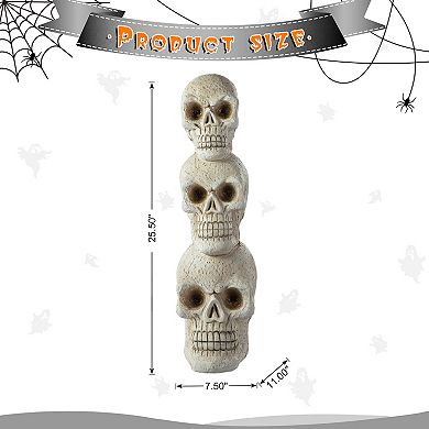 Glitzhome 25.50"H MGO Skull Lighted Halloween Porch Sign with Timer