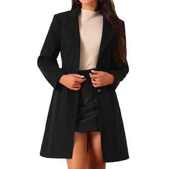 Women's Single Breasted Peacoat Fashion Winter Notched Lapel Button Down Outerwear Overcoat