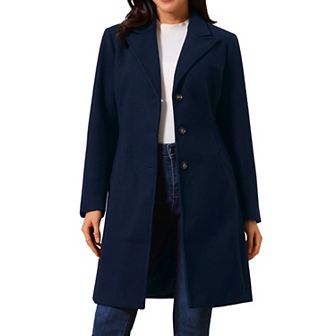 Women's Single Breasted Peacoat Fashion Winter Notched Lapel Button Down Outerwear Overcoat