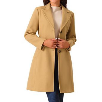 Women's Single Breasted Peacoat Fashion Winter Notched Lapel Button Down Outerwear Overcoat
