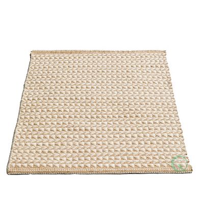 Handwoven Beige and White Geometric Wool Flatweave Kilim Rug