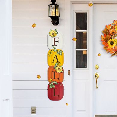 Glitzhome 42"H Wooden Stacked Pumpkin Porch Sign, Sunflowers Standing Sign Decor for Fall Harvest