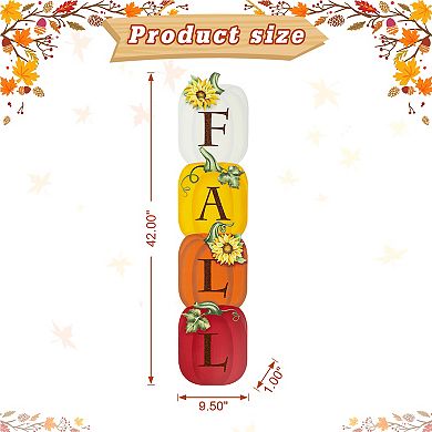 Glitzhome 42"H Wooden Stacked Pumpkin Porch Sign, Sunflowers Standing Sign Decor for Fall Harvest