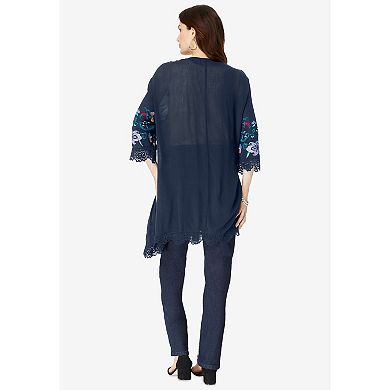 Roaman's Women's Plus Size Floral Embroidered wrap
