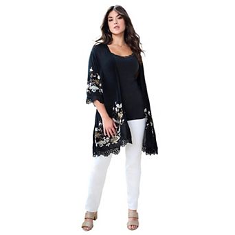 Roaman's Women's Plus Size Floral Embroidered wrap