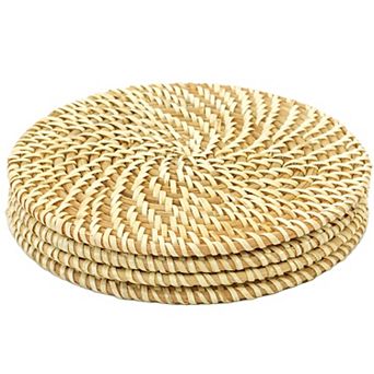 Set of 4 Decorative Round Natural Woven Handmade Rattan Placemats