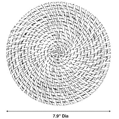 Set of 4 Decorative Round Natural Woven Handmade Rattan Placemats