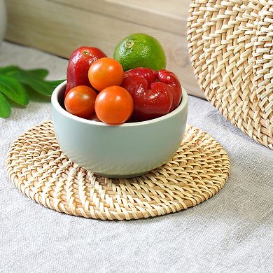 Set of 4 Decorative Round Natural Woven Handmade Rattan Placemats