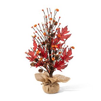 Glitzhome Fall Harvest Pumpkins Table Tree Centerpiece With Burlap Base