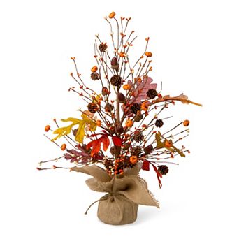 Glitzhome Fall Harvest Pumpkins Table Tree Centerpiece With Burlap Base