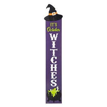 Glitzhome 48"H Halloween Wooden Witch Hat Porch Decor or Hanging Wall Decor