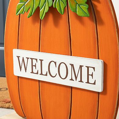 Glitzhome 27"h Fall Wood/metal "welcome" Pumpkin Porch Decor