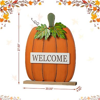 Glitzhome 27"h Fall Wood/metal "welcome" Pumpkin Porch Decor